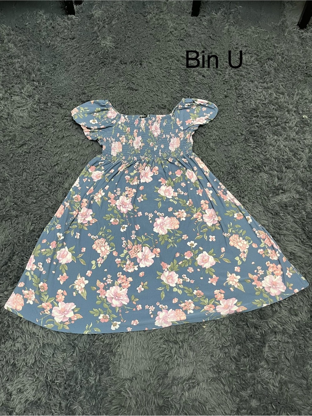 Derek Heart Blue Floral Smocked Dress